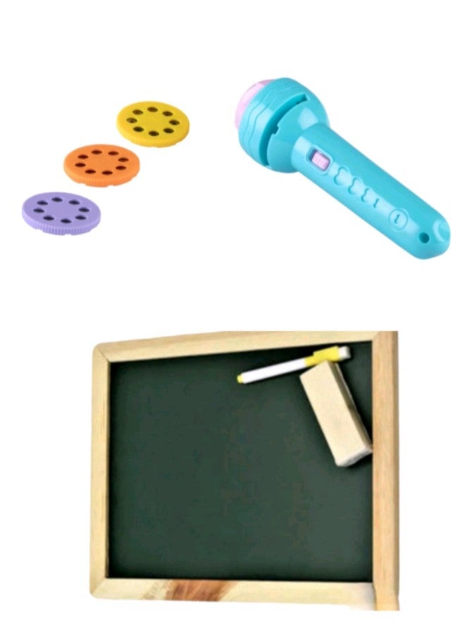 Manos Wooden Slate 2 in 1 and Projector Story talling for Kids Combo Pack - Image 1